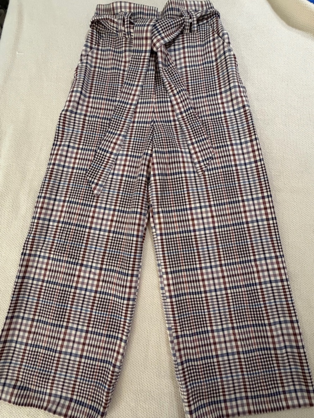 H&M Checked Tie-Waist Wide Leg Pants - Beige Plaid - Picture 5 of 13